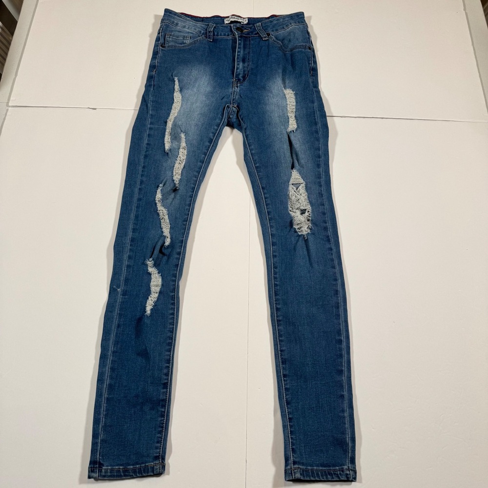 Vince Blue Co Womens Distressed Skinny Jeans Medium Wash Blue Size 5 VB-167MD